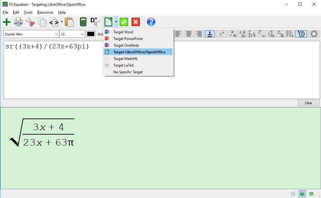 Select LibreOffice Target