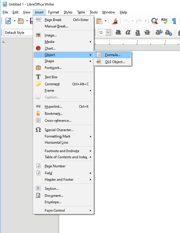 Insert LibreOffice Formula